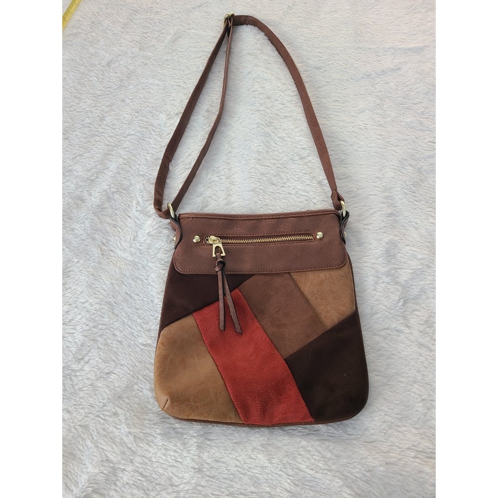 Unbranded Bohemian Patchwork Faux Suede/Leather Shoulder Bag Crossbody Purse